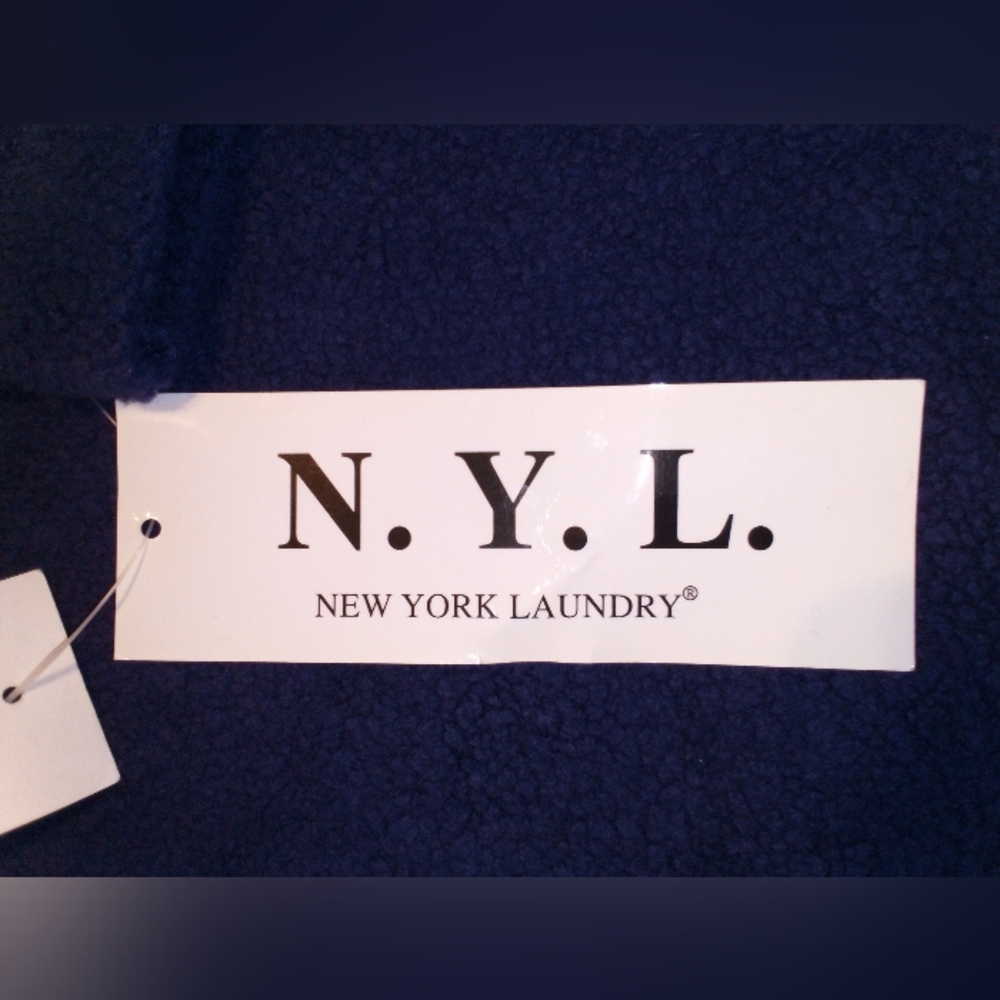 New York Laundry Navy Blue V-Neck Long Sleeve Women's Fleece Pullover Top Size M - Picture 8 of 9